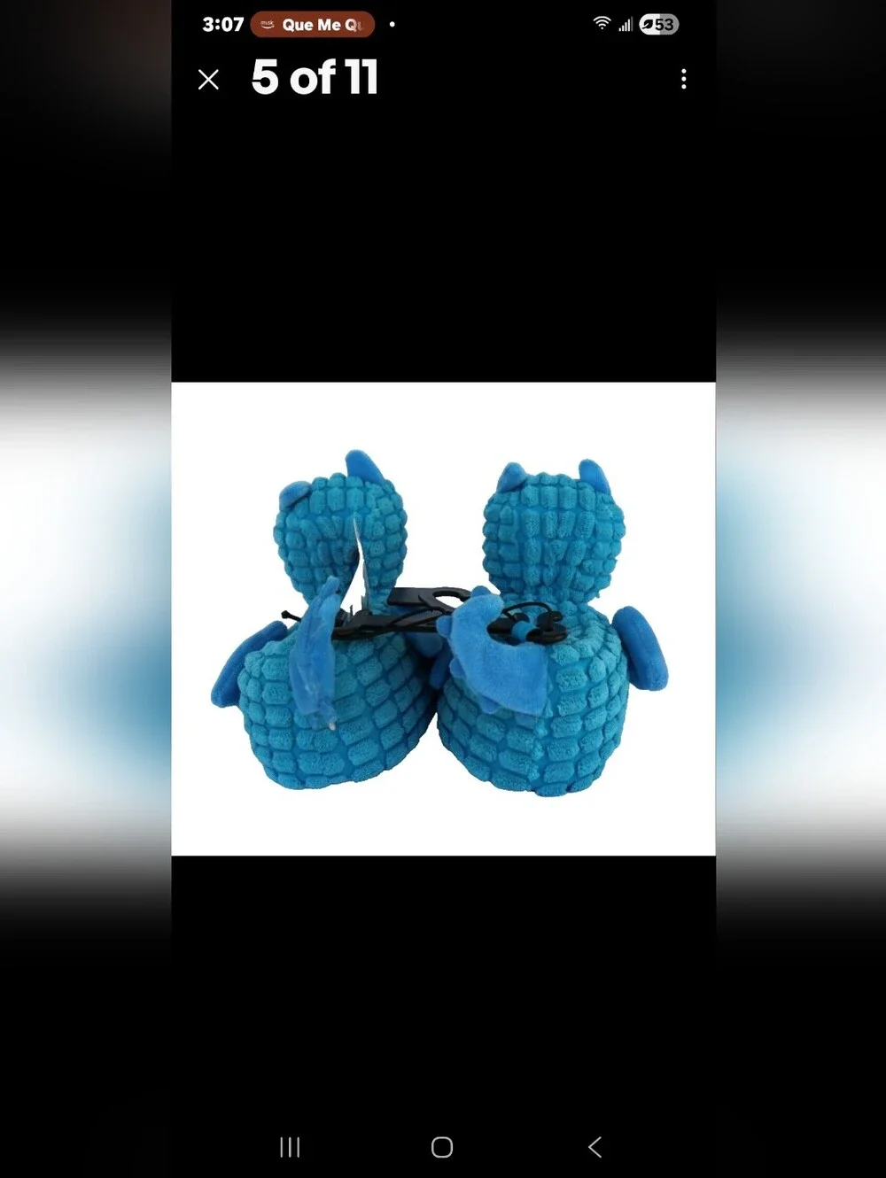wonder nation kids Blue Dragon Plush Slippers with Fire Tongues size 9-10 NWOT